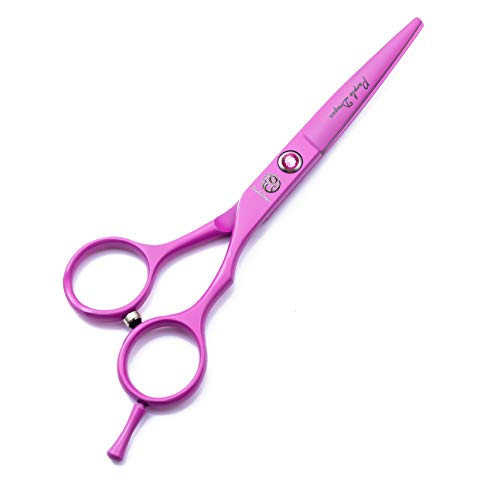 5.5 inch Pink Hair Cutting Scissors Set with Razor, Leather Sciss...