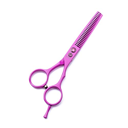 5.5 inch Pink Hair Cutting Scissors Set with Razor, Leather Sciss...