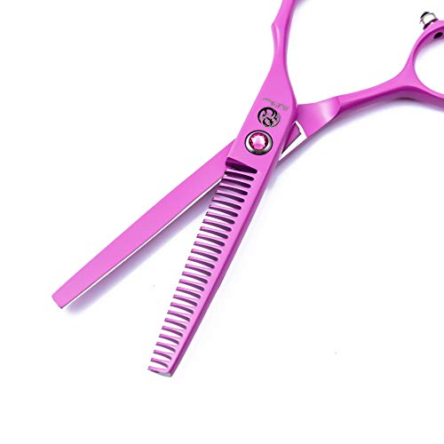 5.5 inch Pink Hair Cutting Scissors Set with Razor, Leather Sciss...