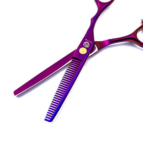 6.0 inch Purple Hair Cutting Scissors Set with Razor, Leather Sci...