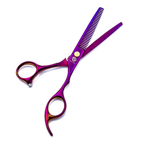 6.0 inch Purple Hair Cutting Scissors Set with Razor, Leather Sci...