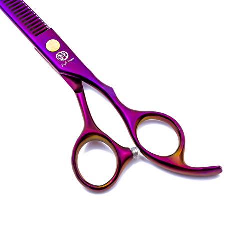 6.0 inch Purple Hair Cutting Scissors Set with Razor, Leather Sci...