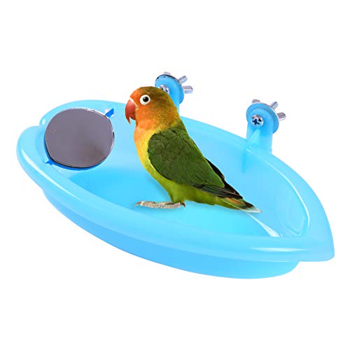 QBLEEV Bird Baths Tub with MirrorFor Cage, Parrot Birdbath Shower...