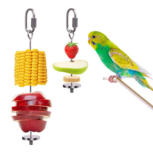QBLEEV Bird Food Holder, Bird Feeders, Stainless Steel Parrot Fru...