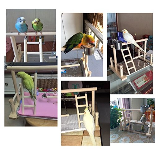 QBLEEV Birds Stand Playground Climb Wooden Perches Bird Stand1...