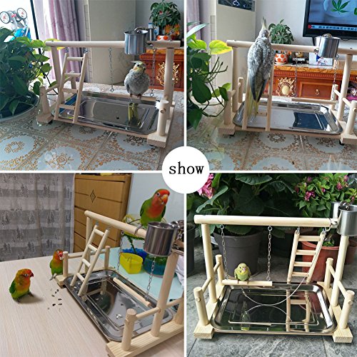 QBLEEV Birds Stand Playground Climb Wooden Perches Bird Stand1...