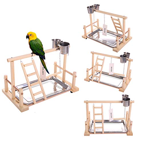 QBLEEV Birds Stand Playground Climb Wooden Perches Bird Stand1...