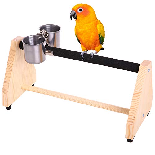 QBLEEV Parrot Play Wood Stand Bird Grinding Perch Table Platform ...