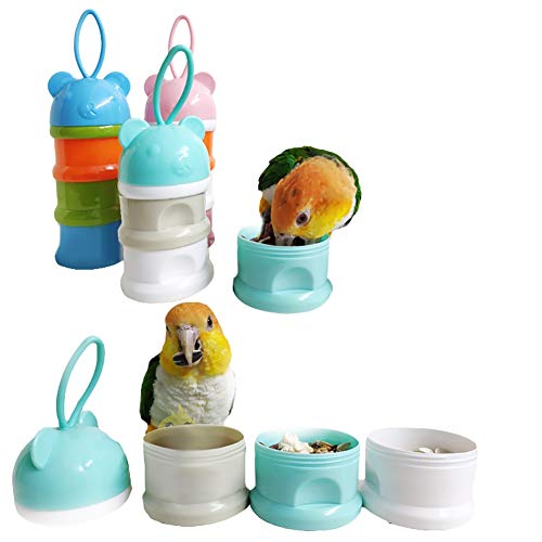 QBLEEV Portable Bird Feeder Cups, Parrot Water Food Treat Box, Bi...