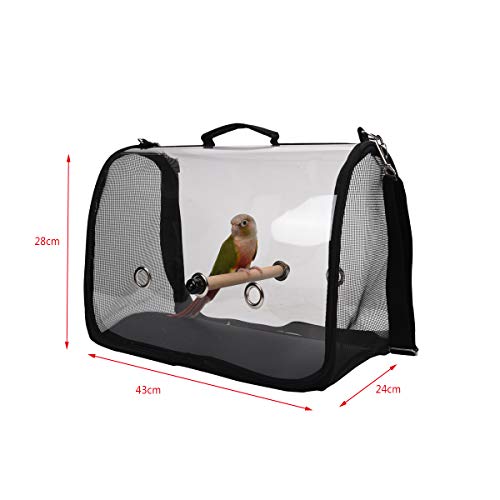 QBLEEV Portable Travel Bird Carrier Cage, Birdcage with Wood Perc...
