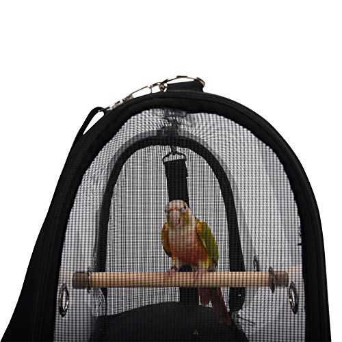 QBLEEV Portable Travel Bird Carrier Cage, Birdcage with Wood Perc...