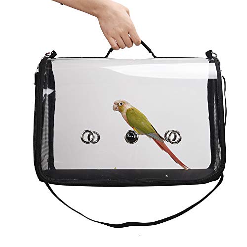 QBLEEV Portable Travel Bird Carrier Cage, Birdcage with Wood Perc...
