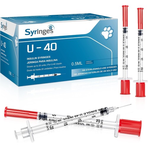 100 Pack U-40 for Pet, 0.5ml/cc, 29G 1/2