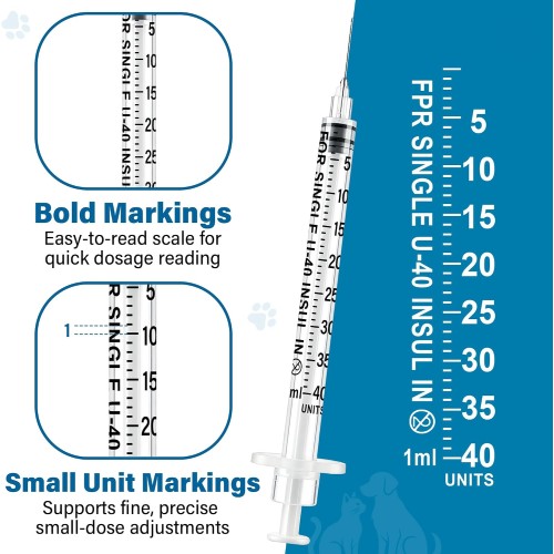100 Pack U-40 for Pet, 1ml/cc, 29G 1/2