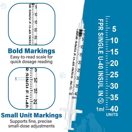 100 Pack U-40 for Pet, 1ml/cc, 29G 1/2