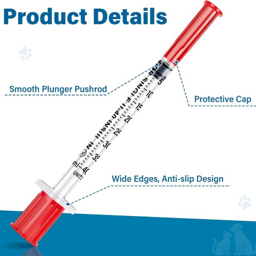 100 Pack U-40 for Pet, 1ml/cc, 29G 1/2