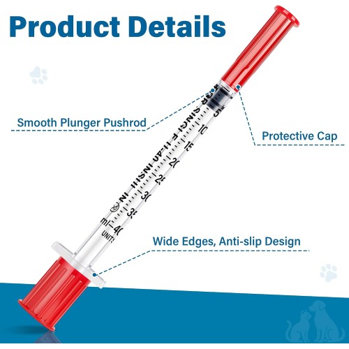 100 Pack U-40 for Pet, 1ml/cc, 29G 1/2