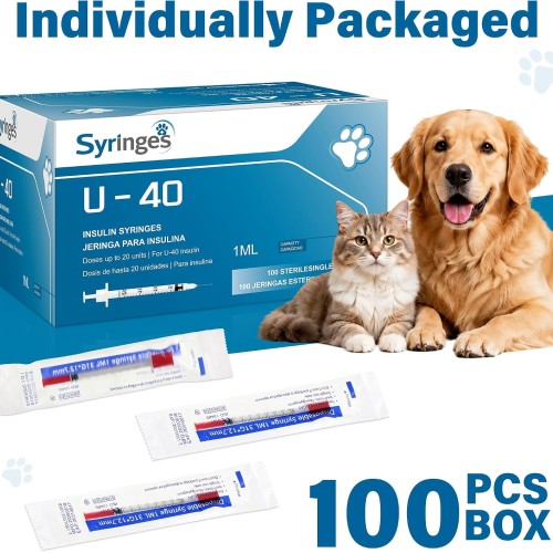 100 Pack U-40 for Pet, 1ml/cc, 31G 1/2