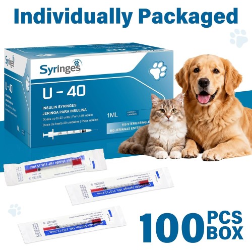 100 Pack U-40 for Pet, 1ml/cc, 31G 1/2