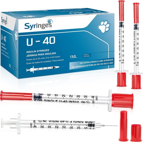 100 Pack U-40 for Pet, 1ml/cc, 31G 1/2