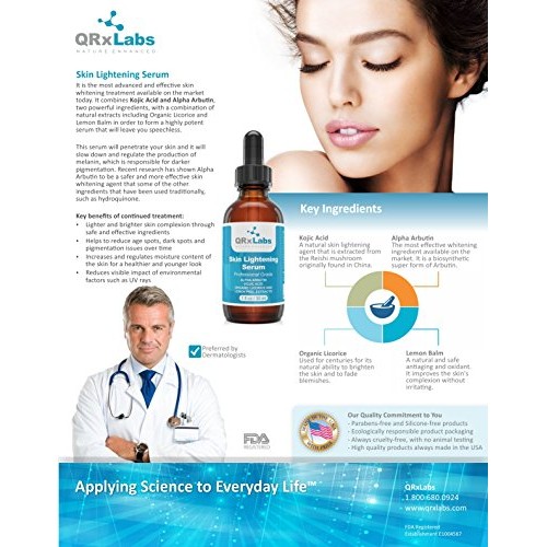 Skin Lightening Serum - Natural & Safe Skin Brightening Serum wit...