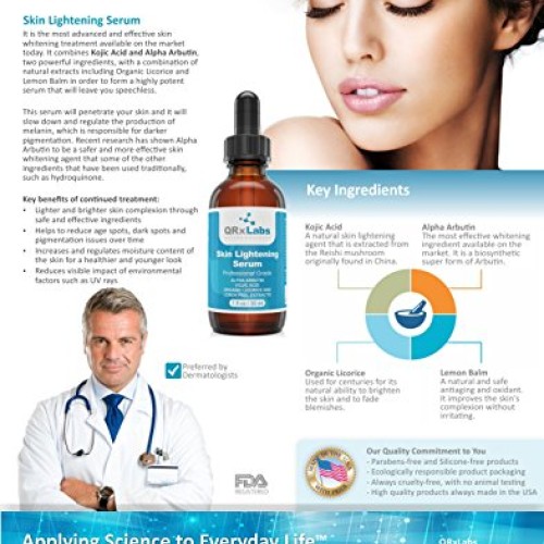 Skin Lightening Serum - Natural & Safe Skin Brightening Serum wit...