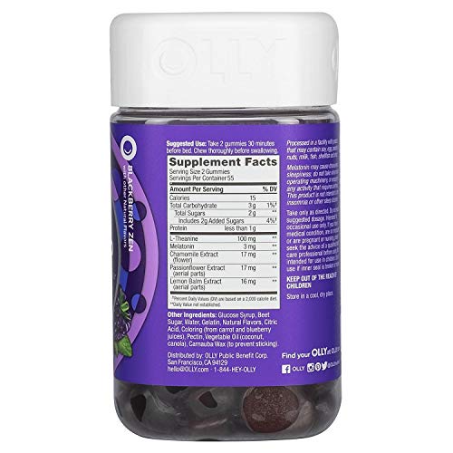 OLLY Restful Sleep Gummy Supplement with Melatonin & L-theanine C...