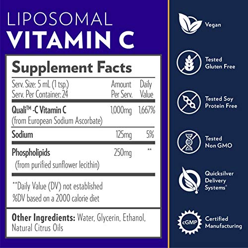 Quicksilver Scientific Liposomal Vitamin C - 1000mg Buffered Liqu...