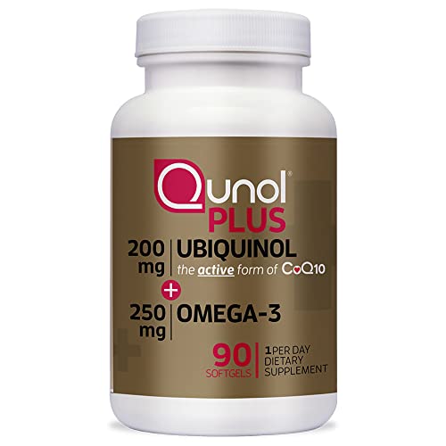 Qunol Plus Ubiquinol CoQ10 200mg with Omega 3 Fish Oil 250mg, Ext...