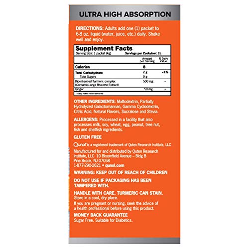 Qunol Turmeric Curcumin Instant Drink Mix, Packets, Orange, Ultra...