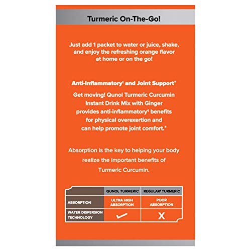 Qunol Turmeric Curcumin Instant Drink Mix, Packets, Orange, Ultra...