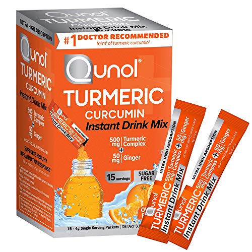 Qunol Turmeric Curcumin Instant Drink Mix, Packets, Orange, Ultra...