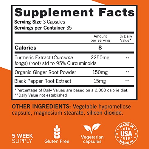 Turmeric Curcumin with Black Pepper & Ginger, Qunol 2400mg Turmer...