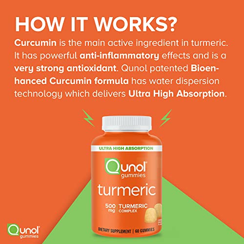 Turmeric Gummies, Qunol Gummy with 500mg Turmeric Curcumin, Joint...