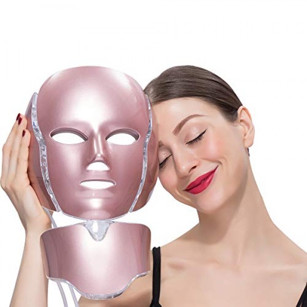 7 Color Light Photon Facial Mask Neck Tool For Daily Beauty Fits ...
