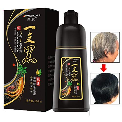 Black Hair Shampoo -Instant Black Hair Dye Shampoo Black Hair Dye...