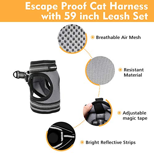 rabbitgoo Cat Harness and Leash Set for Walking Escape Proof, Adj...