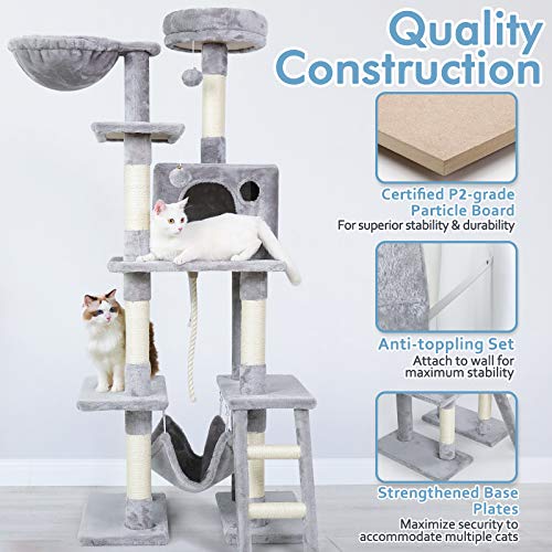 rabbitgoo Cat Tree Cat Tower 61 for Indoor Cats, Multi-Level Cat...
