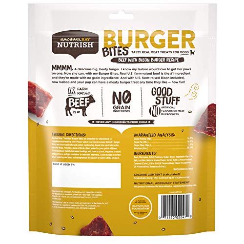 Rachael Ray Nutrish Burger Bites Grain Free Dog Treats, Beef Burg...