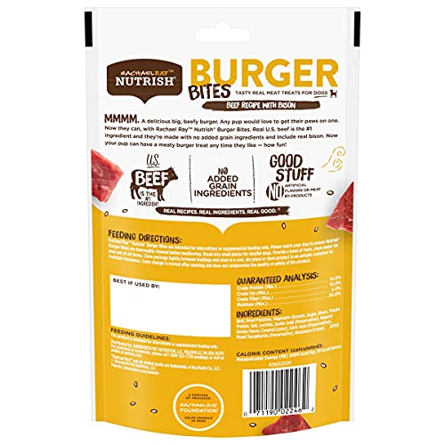 Rachael Ray Nutrish Burger Bites Real Meat Dog Treats, Beef Burge...