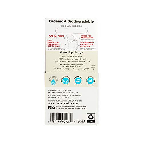 RADIUS USDA Organic Green Tea Jasmine Silk Dental Floss, 33 yards...