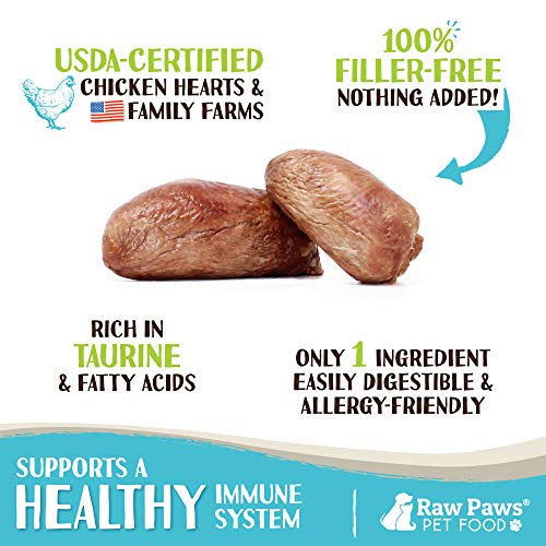 Raw Paws Pet Freeze Dried Chicken Hearts for Dogs & Cats, 4-oz - ...