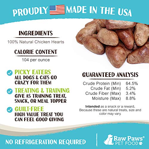 Raw Paws Pet Freeze Dried Chicken Hearts for Dogs & Cats, 4-oz - ...