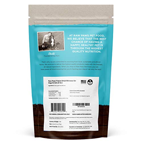 Raw Paws Pet Freeze Dried Minnows for Dogs & Cats, 2-oz - USA Fis...