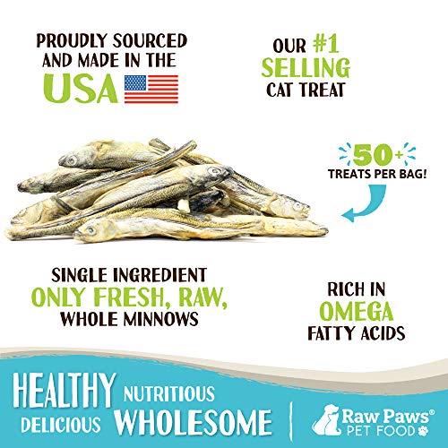 Raw Paws Pet Freeze Dried Minnows for Dogs & Cats, 2-oz - USA Fis...