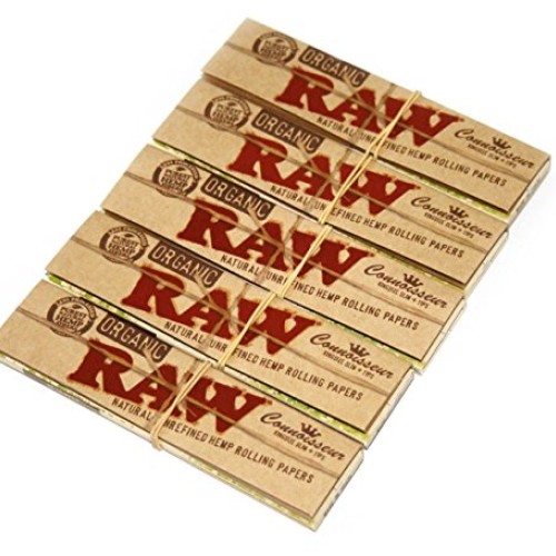 RAW CONNOISSEUR 5 booklets King Size Natural UNREFINED Hemp Rolli...