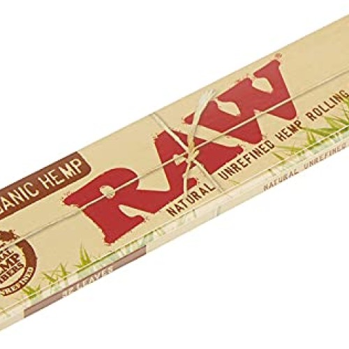 Raw King Size Slim Organic Hemp Rolling Papers, 32 Count Pack of 4