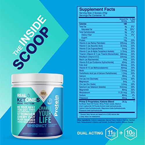Real Ketones Keto Meal Replacement Shake Vanilla Crème Whey Iso...