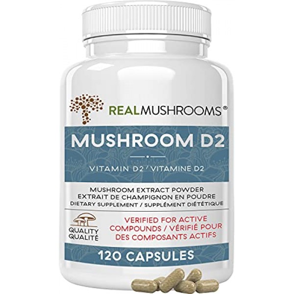 Mushroom-Based Vitamin D2 Supplement 120 Caps Vitamin D Vegan S...