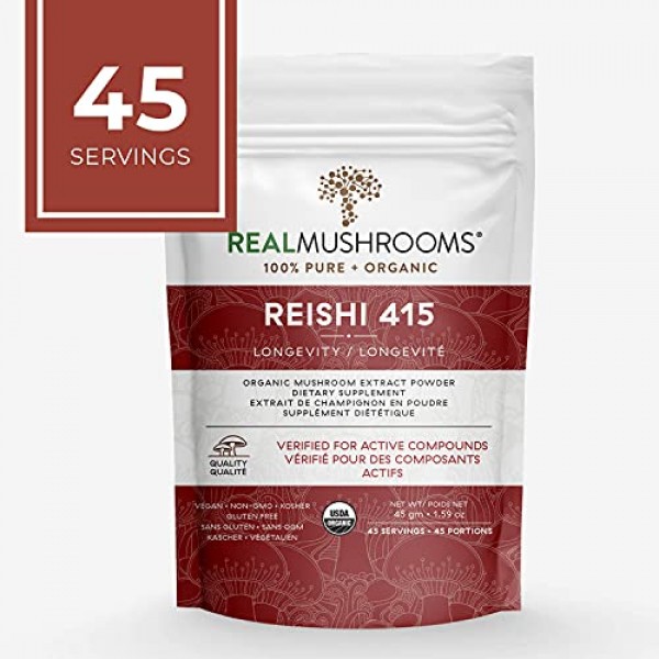 Real Mushroom Reishi Mushroom Powder for Longevity 45 Servings ...